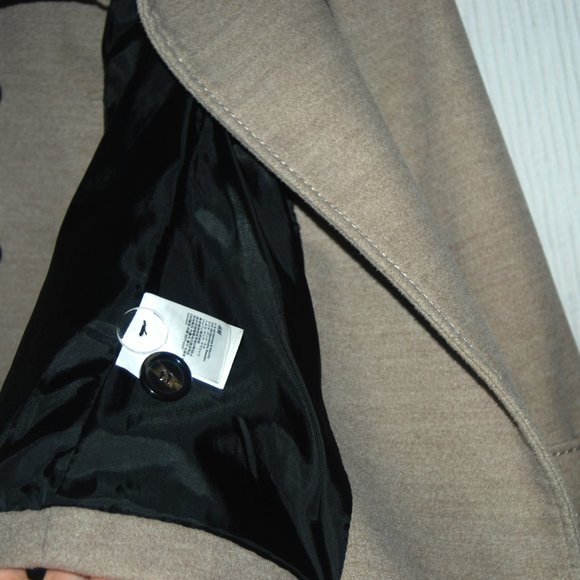 H&M Tan Double Breasted Pea Coat Jacket Size 4 - Picture 6 of 7